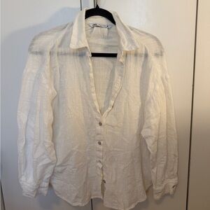 Zara Cream Casual Button Down Shirt